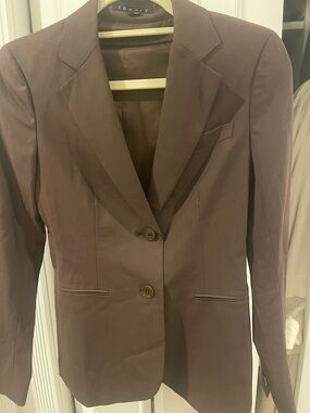 Theory Chocolate Brown Single-Breasted Blazer